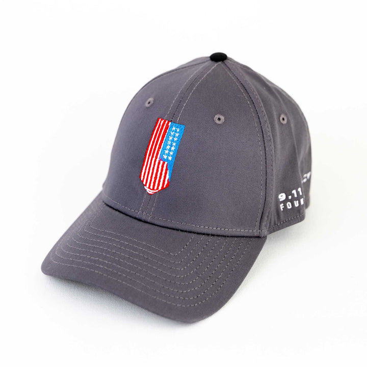 Dark Gray Cap with Embroidered Flag Shield