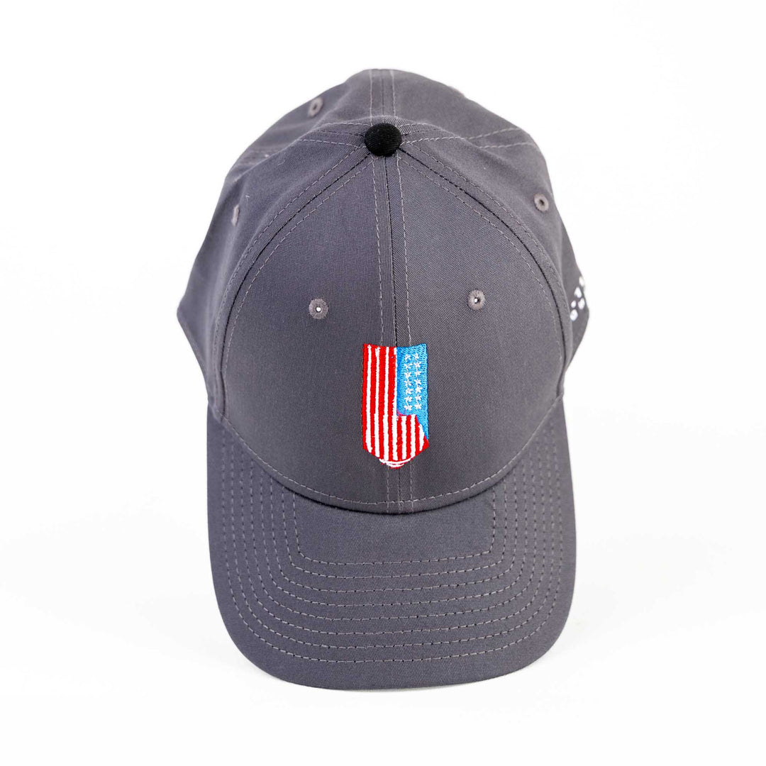Dark Gray Cap with Embroidered Flag Shield