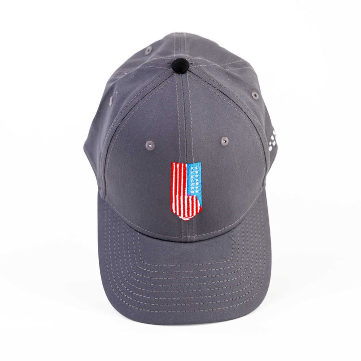 Dark Gray Cap with Embroidered Flag Shield